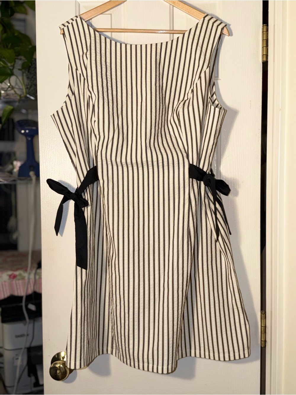Wild Fable Black White Striped Side Tie Bow Mini Dress Women’s M